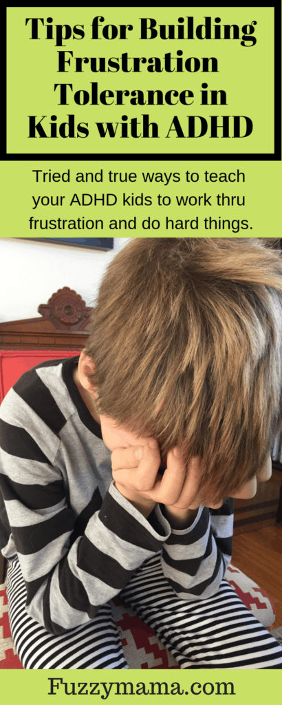 These tips for building frustration tolerance in kids with ADHD are really working for us right now. Check out these ideas to teach your ADHD kids to work thru their frustration and do hard things. Most kids with ADHD give up easily when presented with difficult situations. There are ways to help them work thru this so they will learn to tackle hard or undesirable things without a lot of emotional upset. Real life examples will help you try these frustration tolerance building tips at home.