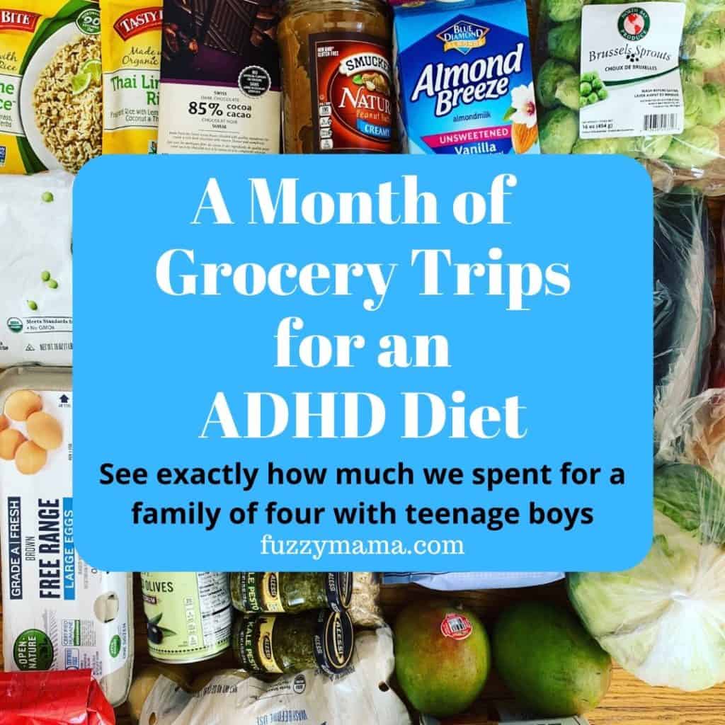 This is one of our grocery trips while shopping for an adhd diet 