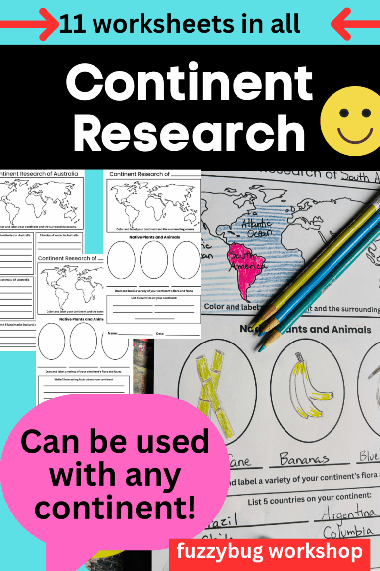 7 continents Research printables